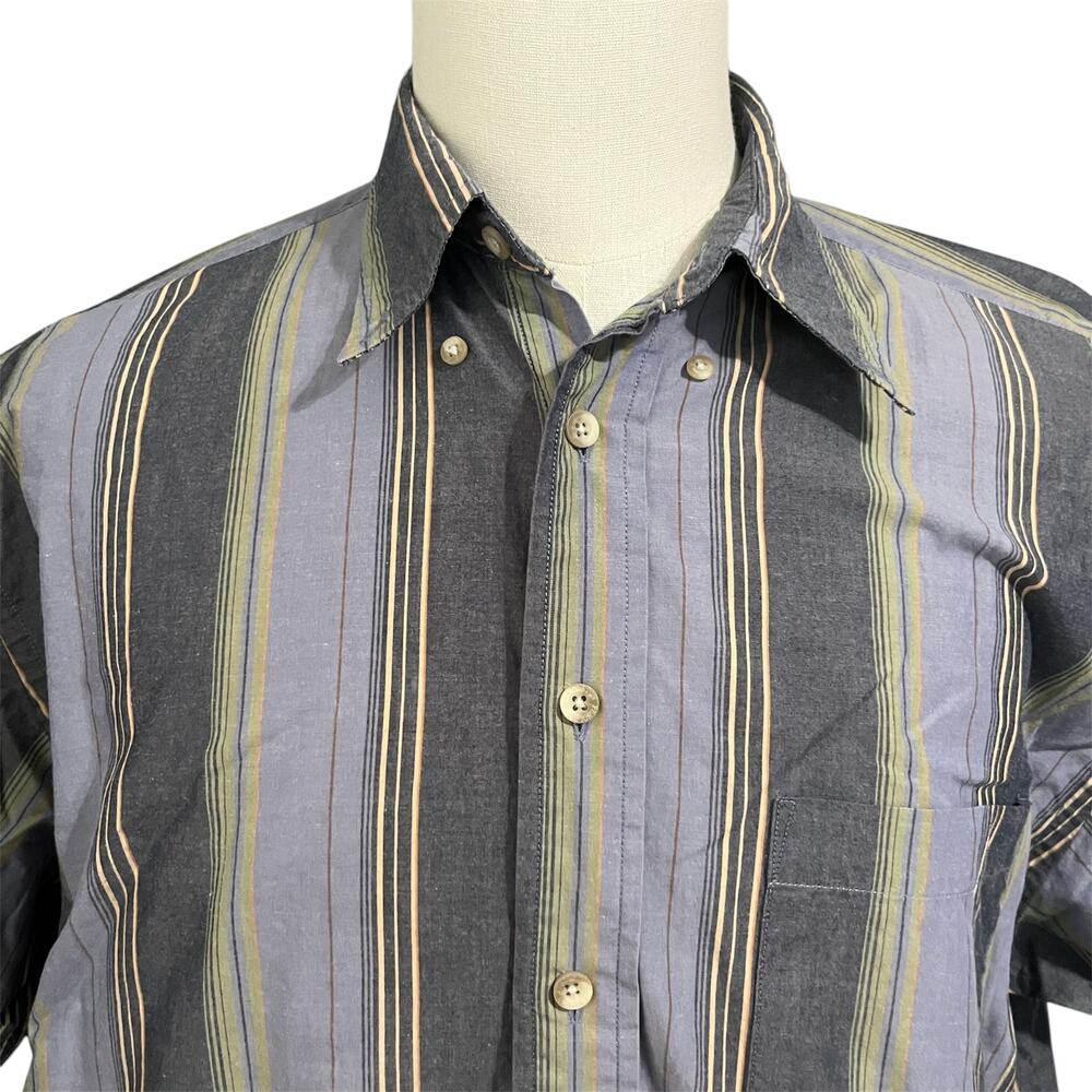 Pendleton Gray, Blue and Green Striped Casual Button-Down Shirt